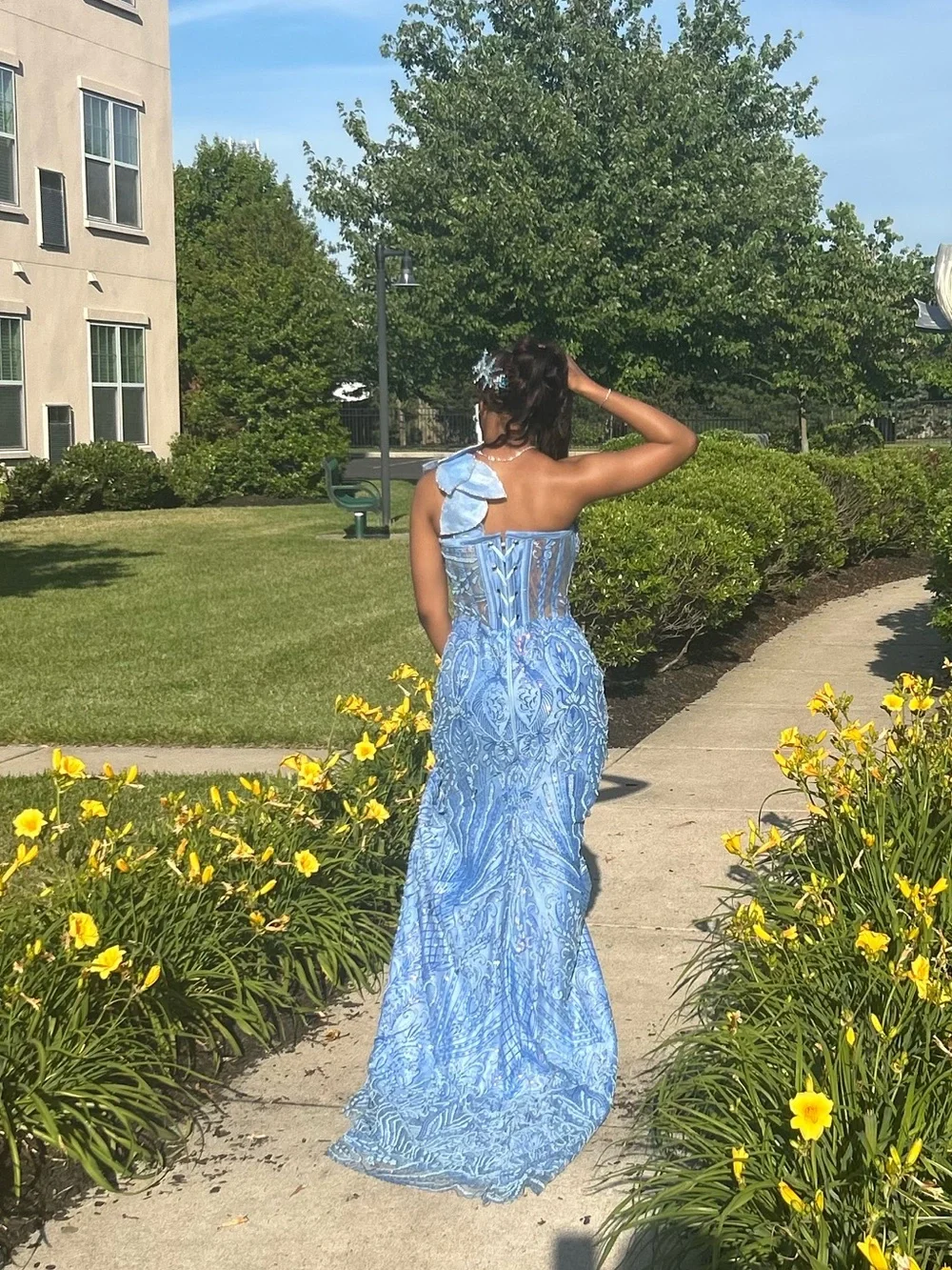 ByKeerah - Handmade Embellished Blue Evening/Prom Gown for Women